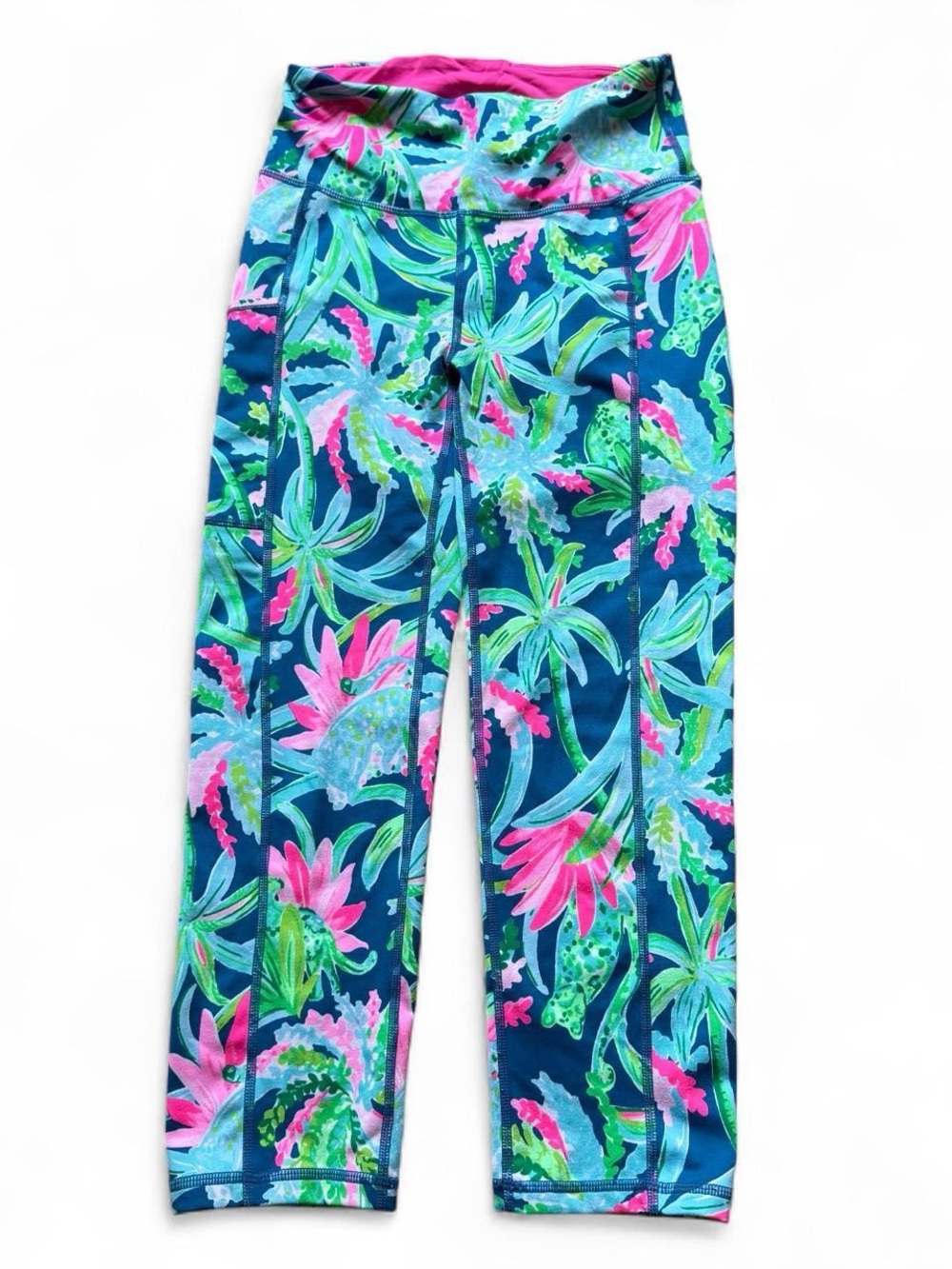 Lilly Pulitzer Luxletic Weekender High Rise Bright Neon Tropical Crop Leggings
